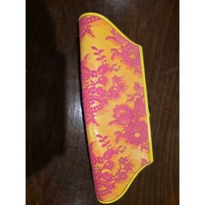 Jocelyn Neon Yellow and Pink Lace Floral Clutch Bag Evening Handbag